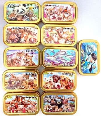 1 OZ METAL TOBACCO TIN CIGARETTE BACCY NOVILTY ANIMAL TOBACCO TINS