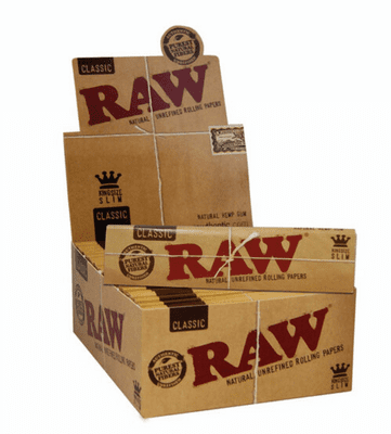 12 RAW Classic Papers Natural Unrefined Rolling Papers Slim 110mm King size