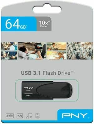 64GB USB Memory Stick PNY HD USB 3.1 Flash Pen Drive Photos Music Videos Files