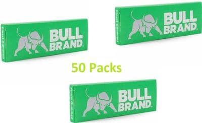 BULL BRAND 50 BOOKLETS GREEN REGULAR CIGARETTE ROLLING MEDIUM PAPERS CUT CORNER