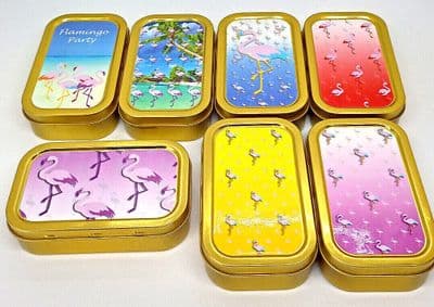 Flamingo 1oz Tobacco Tin Gold Tobacco Tin With Rubber Seal Great Tobacco Tins