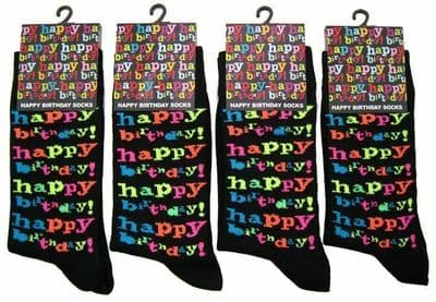 HAPPY BIRTHDAY SOCKS GIRLS BOYS  LADIES  SIZE UK 4-6 EUR 35-38