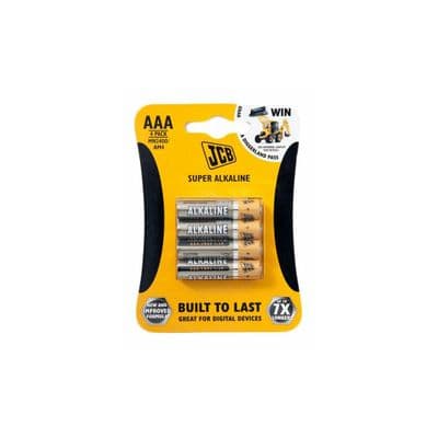 JCB AAA SUPER ALKALINE 4 X 1.5V 1.5 VOLT LR03 BATTERY CELL GENUINE BATTERIES