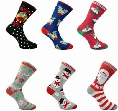 LADIES CHRISTMAS SOCKS XMAS Novelty Stocking Filler 3 PAIRS