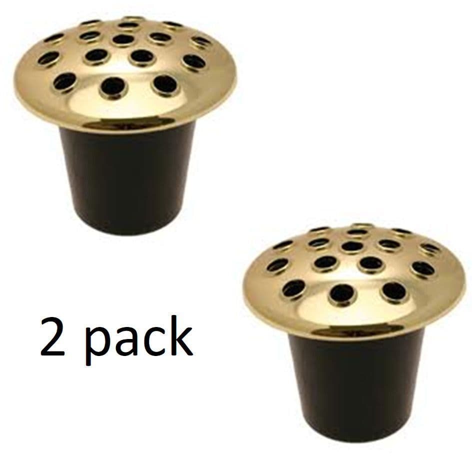 Memorial Grave Vase Plastic Gold Lid Grave Pot Insert 2 Pack