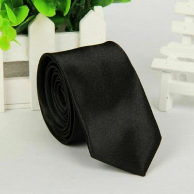 Mens Black Tie Skinny Classic Black Funeral Ties  Necktie Boys Plain Black Ties