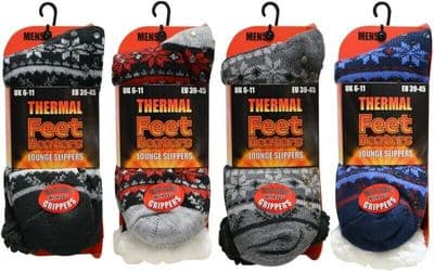 MENS  DOUBLE INSULATED EXTRA WARM THERMAL LOUNGE SHERPA FLEECE SOCKS 4 PACK