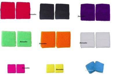 NEON UV COLOUR SWEATBANDS WRIST BANDS SETS OF 2