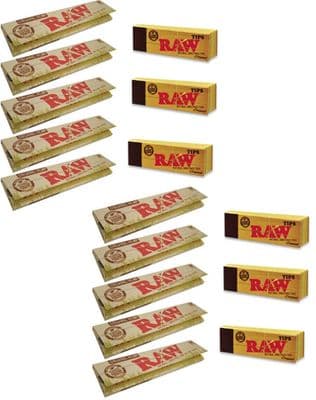New 10 RAW Organic  Kingsize Slim Rolling Papers And 6 Raw Tips