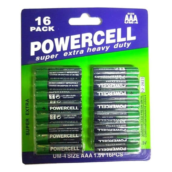 Powercell 16 Pack AAA Batteries PACK  Heavy Duty Remote TOYS WALL CLOCK