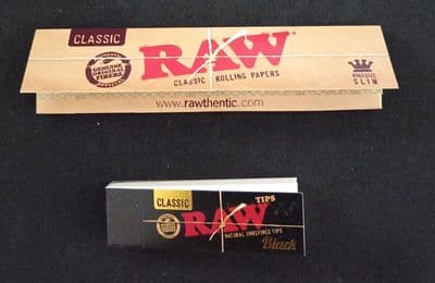 Raw classic papers plus Raw Black Tips Roach Filter Tips Rizla Kit Tips