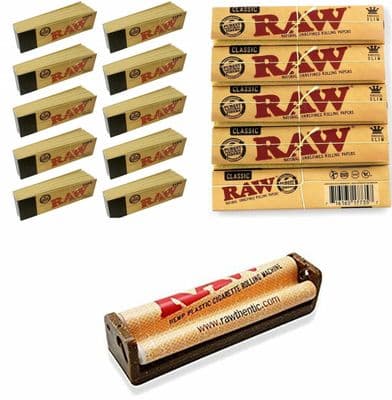 Raw King Size Cigarette Rolling Machine with 5 Tips and 5 Booklets of papaers