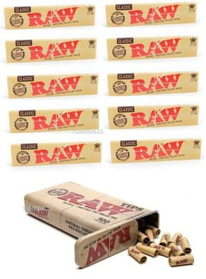 RAW PRE ROLLED TIPS FILTER ROACHES PLUS 10 BOOKLETS RAW NATURAL ROLLING PAPER