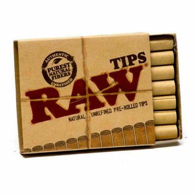 RAW Pre Rolled Tips Filter Tips Rolling Card Roach Strips 20 tips per pack