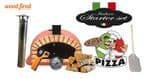 BRICK RED ITALIAN WOOD FIRED PIZZA OVEN STARTER KIT 90CM-100CM, ORANGE ARCH, BLACK DOOR