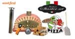 BRICK RED ITALIAN WOOD FIRED PIZZA OVEN STARTER KIT 90CM-100CM, ORANGE BRICK, GOLD DOOR