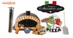 BROWN ITALIAN WOOD FIRED PIZZA OVEN STARTER KIT 90CM-100CM, ORANGE ARCH, BLACK DOOR