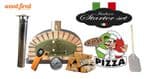 BROWN ITALIAN WOOD FIRED PIZZA OVEN STARTER KIT 90CM-100CM, ORANGE BRICK, GOLD DOOR