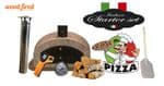 BROWN ITALIAN WOOD FIRED PIZZA OVEN STARTER KIT 90CM OR 100CM, GREY ARCH, BLACK DOOR