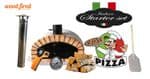 LIGHT GREY ITALIAN WOOD FIRED PIZZA OVEN STARTER KIT 90CM-100CM, ORANGE ARCH, BLACK DOOR