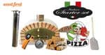 LIGHT GREY ITALIAN WOOD FIRED PIZZA OVEN STARTER KIT 90CM-100CM, ORANGE BRICK, GOLD DOOR
