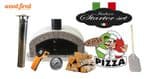 LIGHT GREY ITALIAN WOOD FIRED PIZZA OVEN STARTER KIT 90CM OR 100CM, GREY ARCH, BLACK DOOR