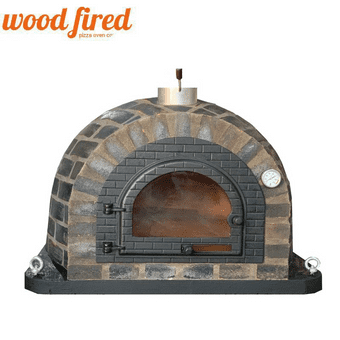 PRESTIGE RUSTICO BLACK BRICK BRICK WOOD FIRED PIZZA OVEN WITH CAST IRON DOOR 100CM