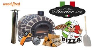 PRO-DELUXE GREY CERAMIC CAST DOOR WOOD FIRED PIZZA OVEN STARTER KIT 100CM