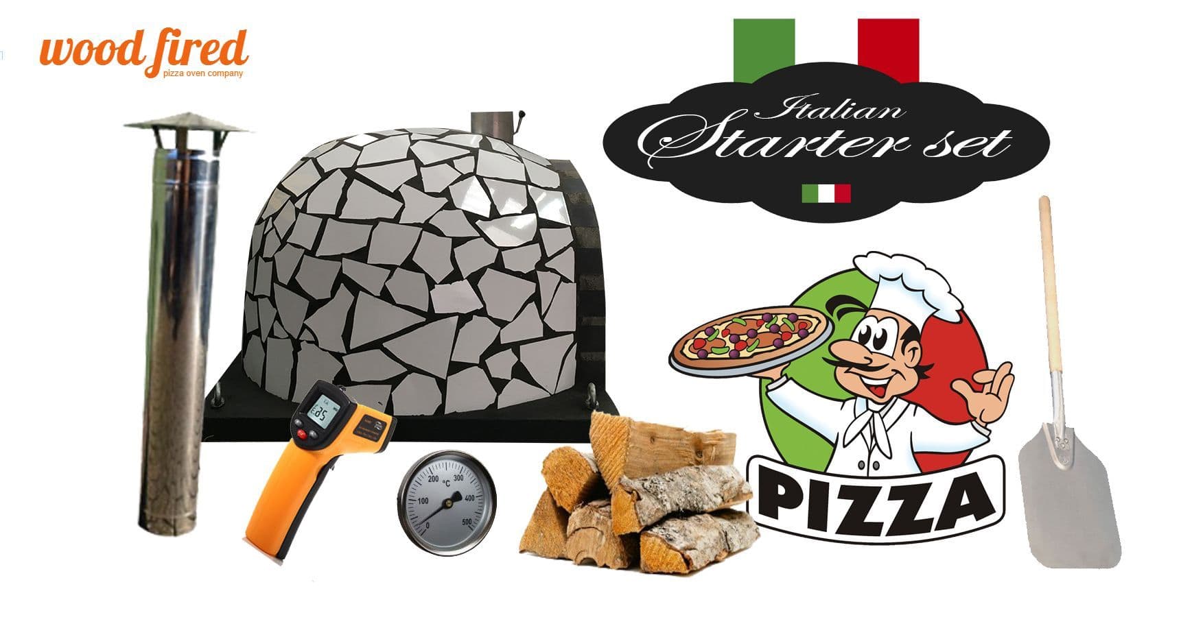 PRODELUXE WHITE CERAMIC CAST DOOR WOOD FIRED PIZZA OVEN STARTER KIT 100CM