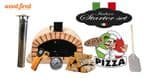 SAND ITALIAN WOOD FIRED PIZZA OVEN STARTER KIT 90CM-100CM, ORANGE ARCH, BLACK DOOR