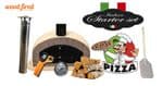 SAND ITALIAN WOOD FIRED PIZZA OVEN STARTER KIT 90CM OR 100CM, GREY ARCH, BLACK DOOR