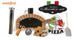 WHITE ITALIAN WOOD FIRED PIZZA OVEN STARTER KIT 90CM-100CM, ORANGE ARCH, BLACK DOOR