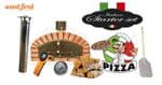 WHITE ITALIAN WOOD FIRED PIZZA OVEN STARTER KIT 90CM-100CM, ORANGE BRICK, GOLD DOOR