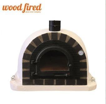 WHITE PRO MAXI DELUXE WOOD FIRED PIZZA OVEN GREY ARCH WITH CAST IRON DOOR 100CM