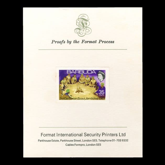 TUT1343 - Antigua - Barbuda Scouts Proofs/Essays Set of Three. CLICK FOR FULL DESCRIPTION