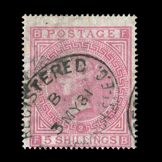 TUT3423 - GB QV - VFU Plate2 5s. Pale Rose Clear Letters