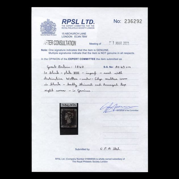 TUT4450 GB QV 1d Black WottonunderEdge Maltese Cross