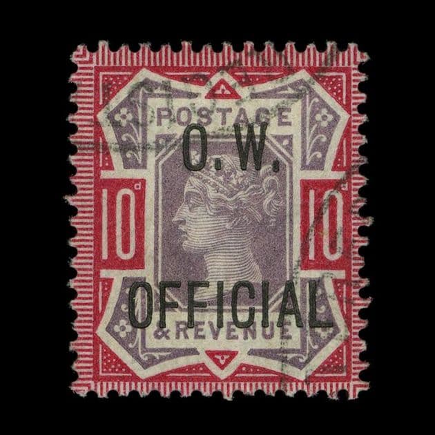 TUT5305 - GB QV Officials - OFFICE OF WORKS 10d. VFU Brandon Cert