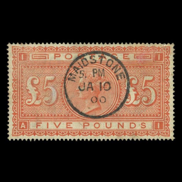 TUT5415 - GB QV £5 Orange Rare MAIDSTONE Central CDS