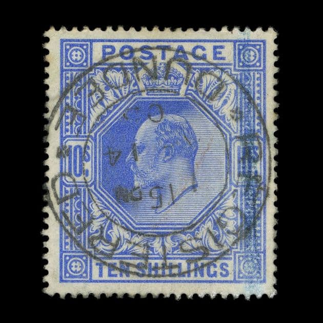 TUT5429 - GB KEVII DLR 10/- Ultramarine FU SON Dundee