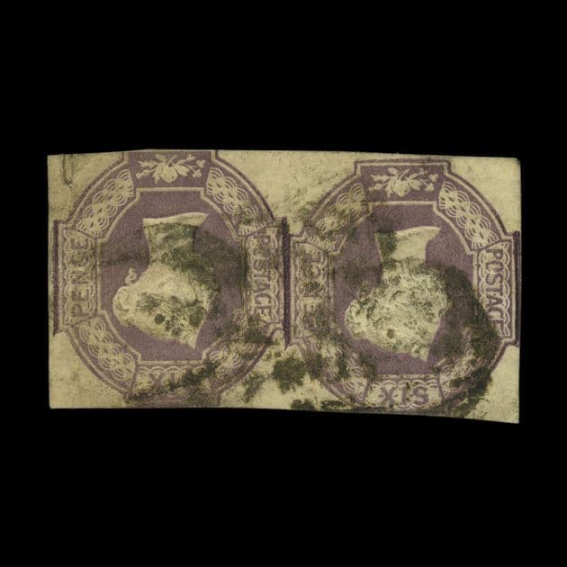 TUT5655 - GB QV EMBOSSED 6d Mauve VGU Horiz Pair