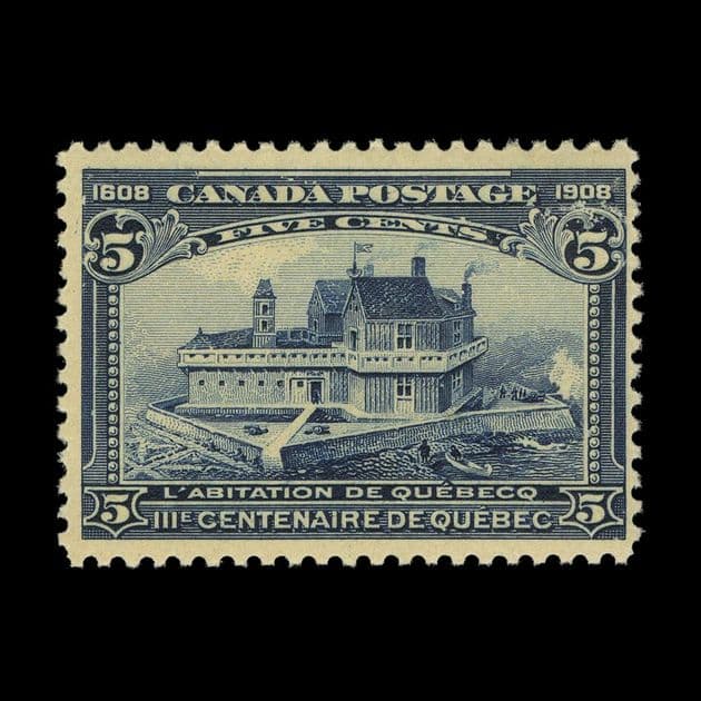 TUT5657 - Canada KEVII Quebec Tercentenary 5c. Indigo UM