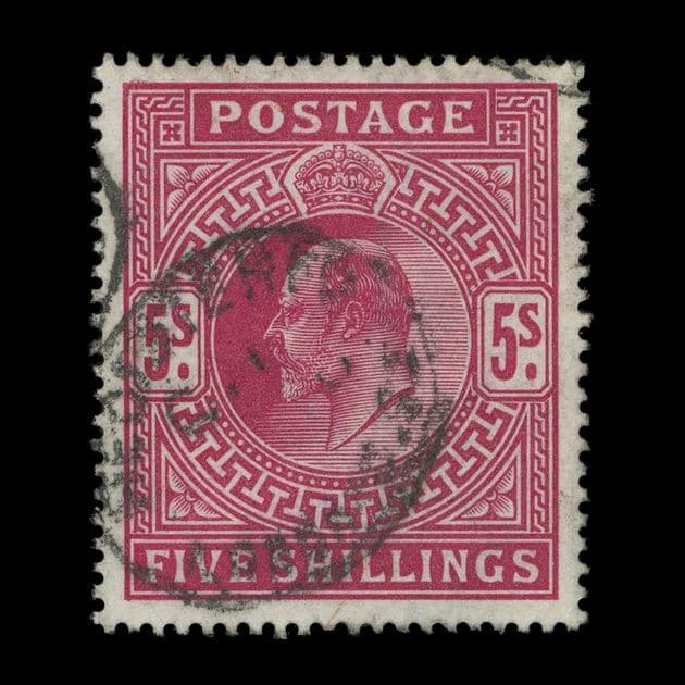 TUT5675 - GB KEVII DLR 5/- Bright Carmine
