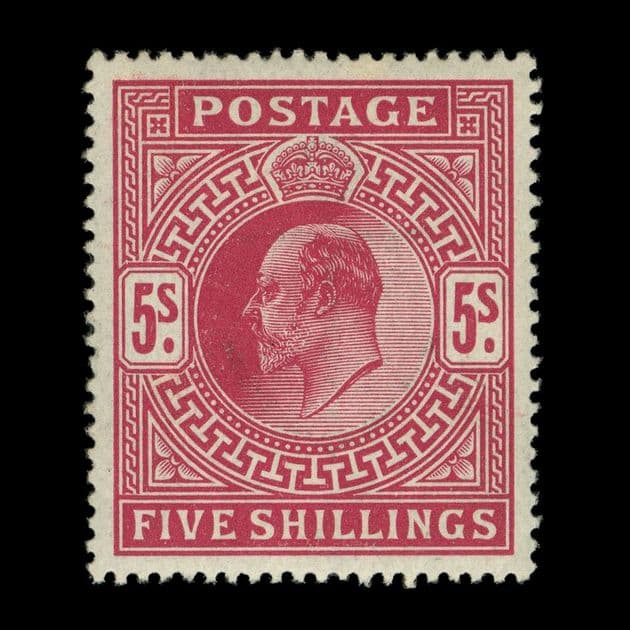 TUT5677 - GB KEVII Somerset House 5/- Carmine VLH O.G