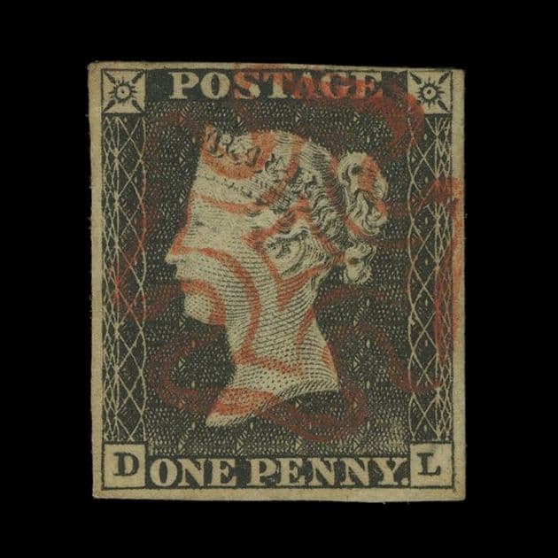 TUT5697 - GB QV 1d. Grey-Black PL1a 4 Margins FU SON