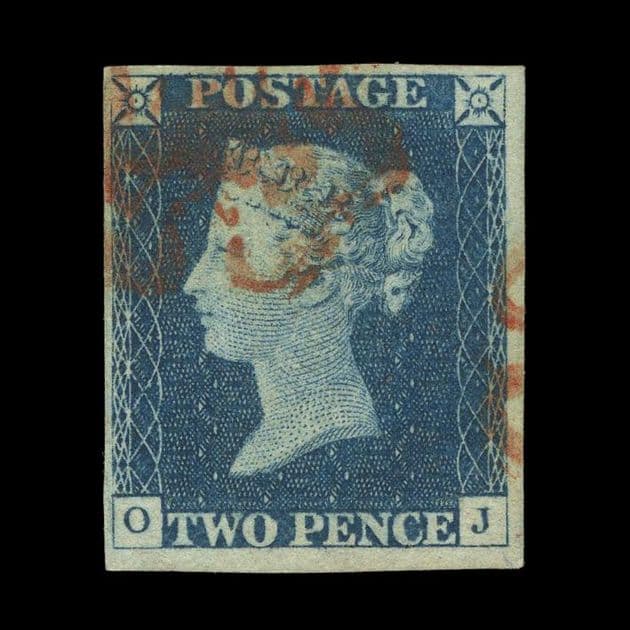 TUT5712 - GB QV PL1 2d. Blue Wonderful Colour VFU