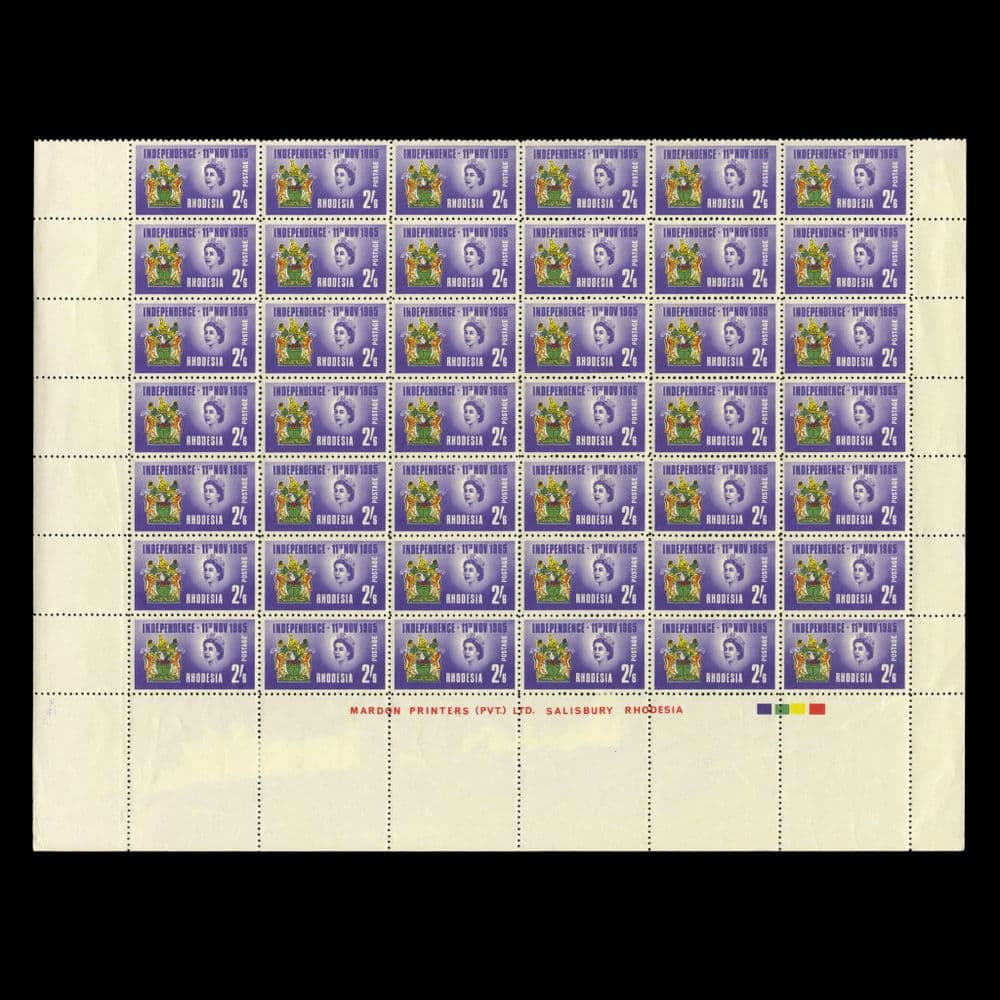 TUT5790 - Rhodesia - 1965 Independence 2/6d MARDON sheet