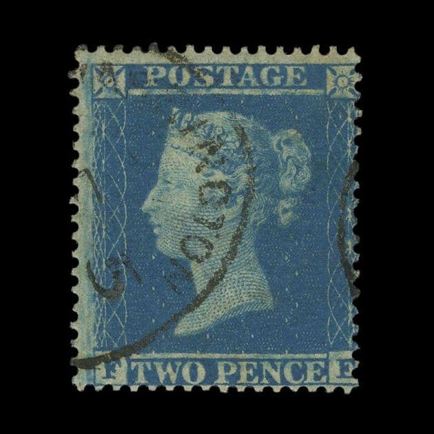 TUT5928 - GB QV 2d. Stars Letters F-E Superb CDS Used