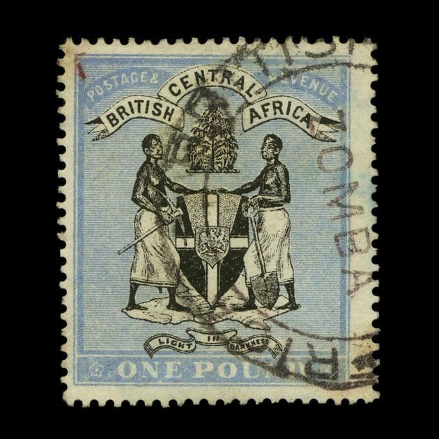 TUT5949 - Nyasaland - QV Wmk Crown CC £1 Arms Fine Fiscally U