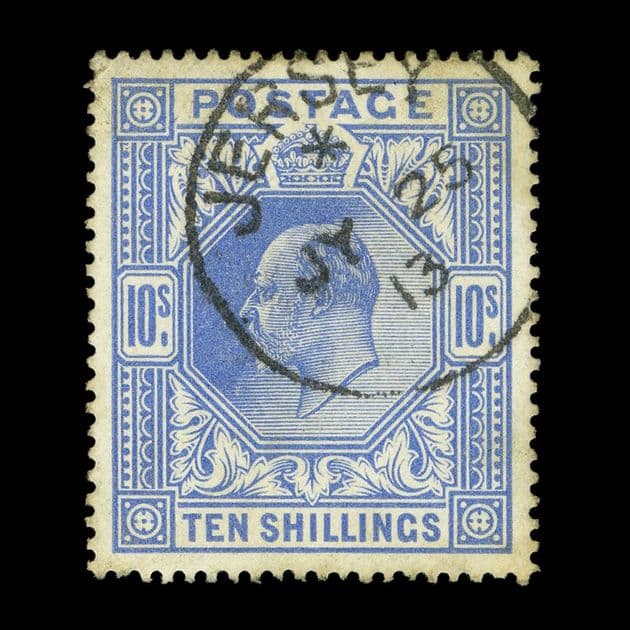 TUT5976 - GB KEVII Somerset House 10s. Blue VFU CDS